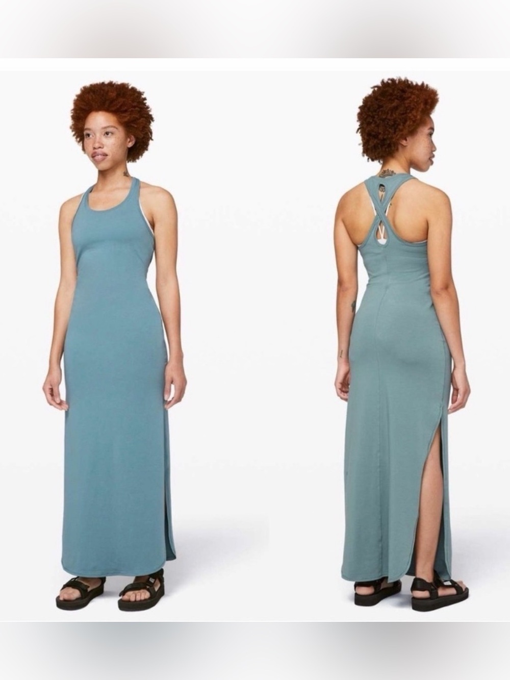 Lululemon Sleeveless Racerback Tank Dress in Dusty Teal
